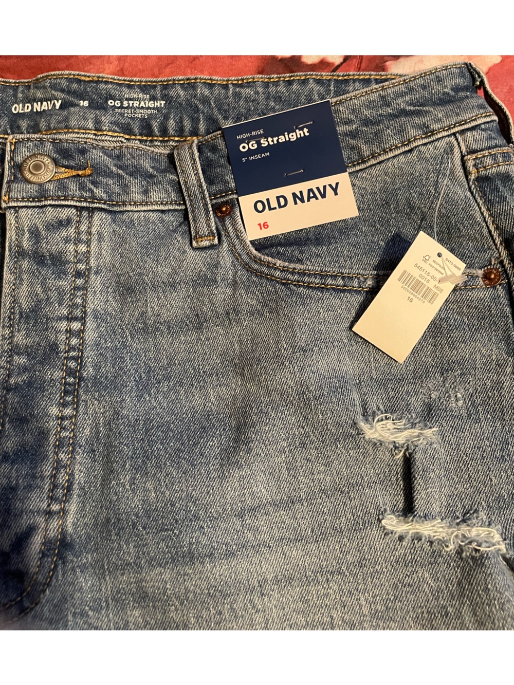 Old Navy Women’s Light Wash Straight Distressed Jeans